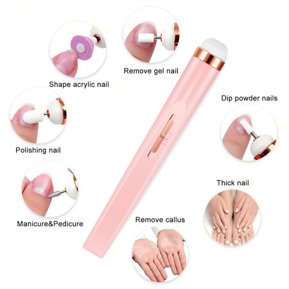 Ponceuse à ongles électrique portable – Kit manucure USB avec embouts et LED