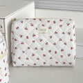 3 pcs trousse maquillage matelassée – Motif fruits, rangement & voyage