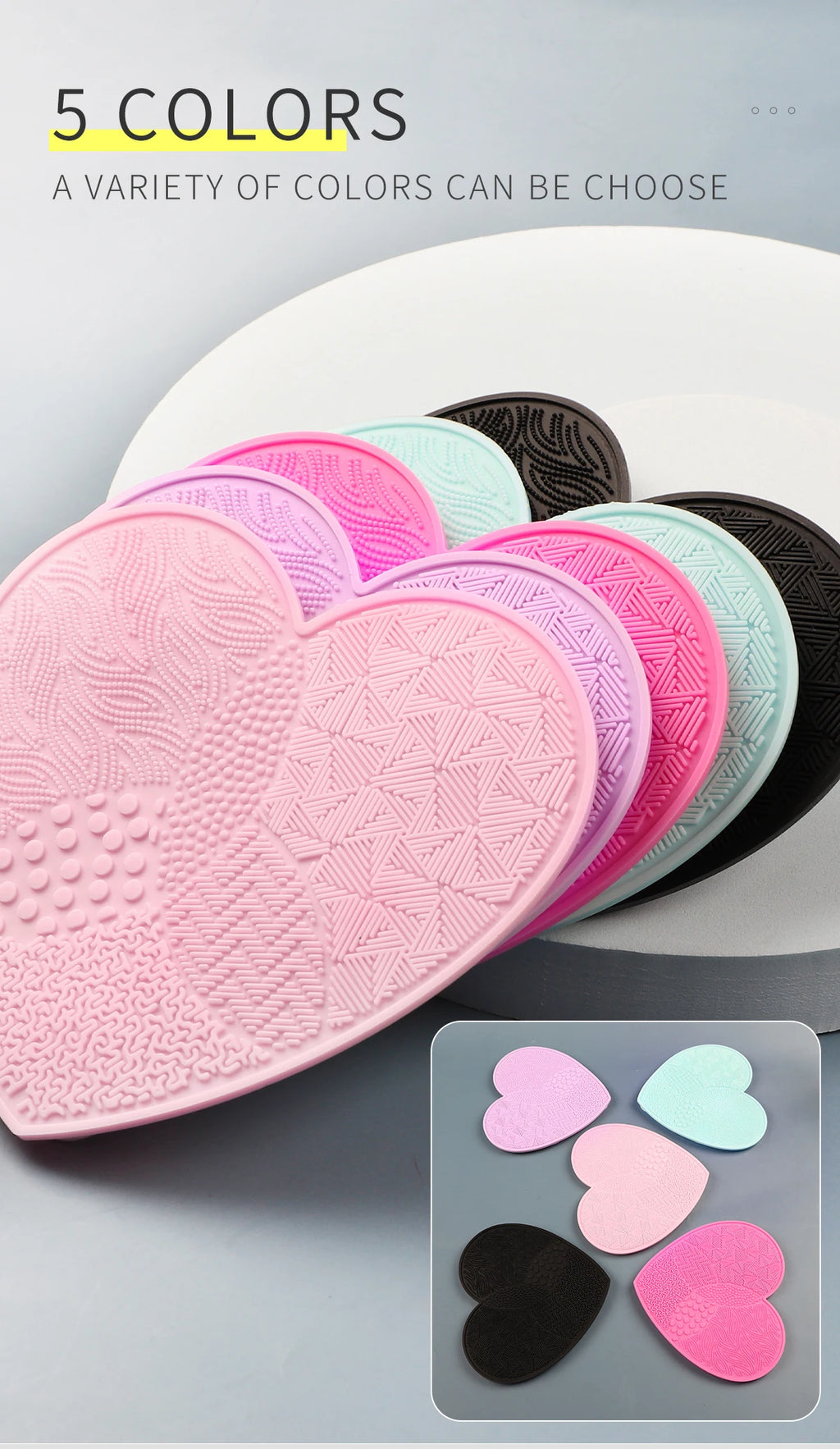 Tapis nettoyeur pinceaux maquillage en silicone – Pad de nettoyage avec ventouse – Nettoyage manuel précis