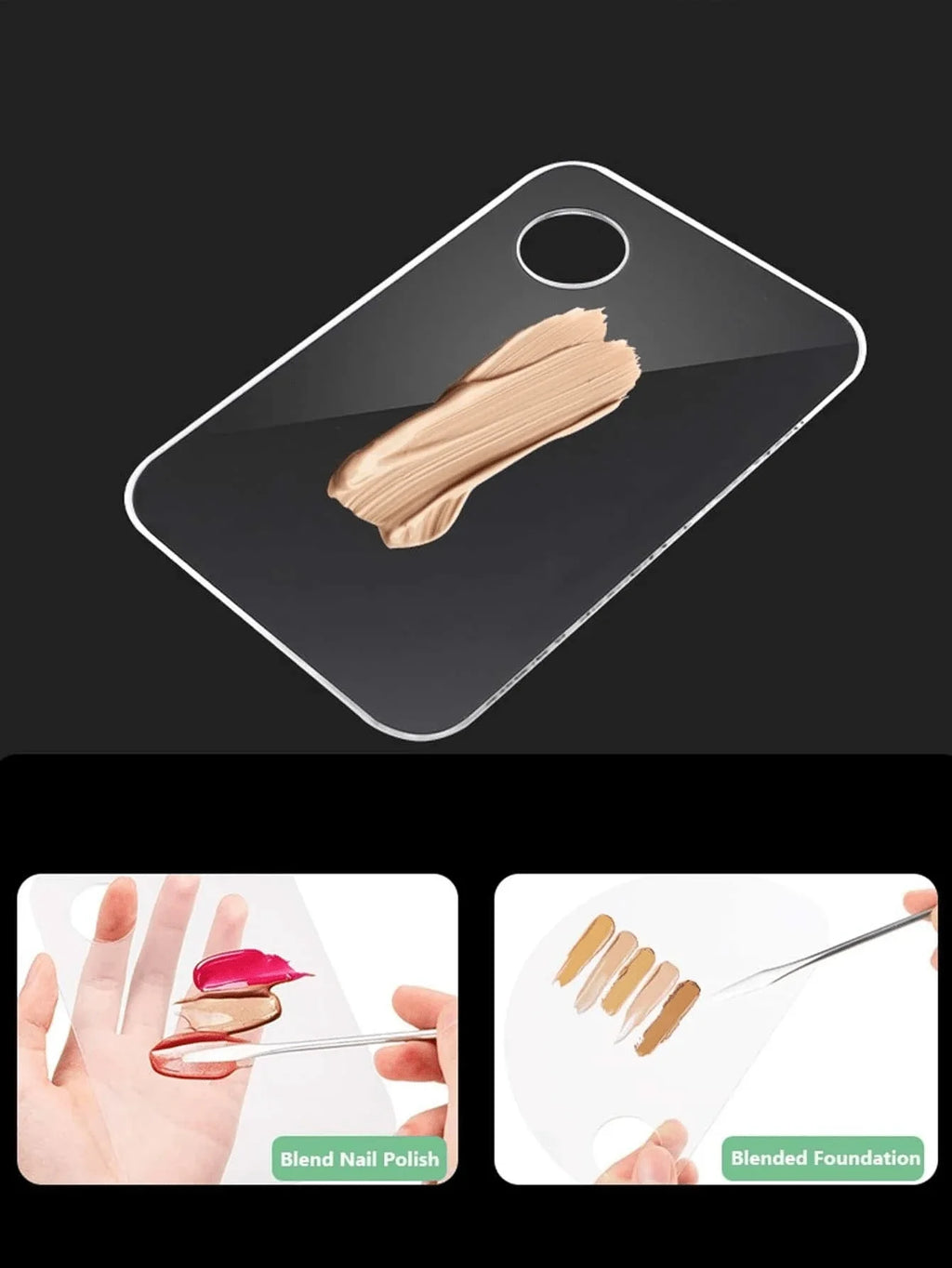 Palette de mélange maquillage en acrylique avec spatule – Fond de teint, fards & pigments