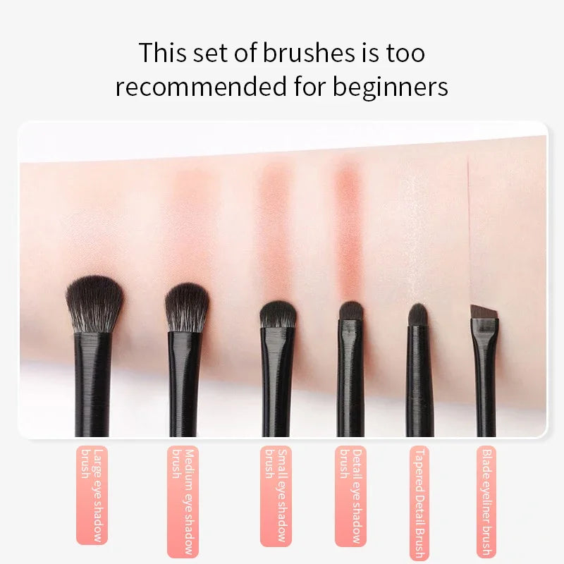 Set de pinceaux yeux professionnel – 6 pinceaux précision pour ombres, eyeliner & sourcils