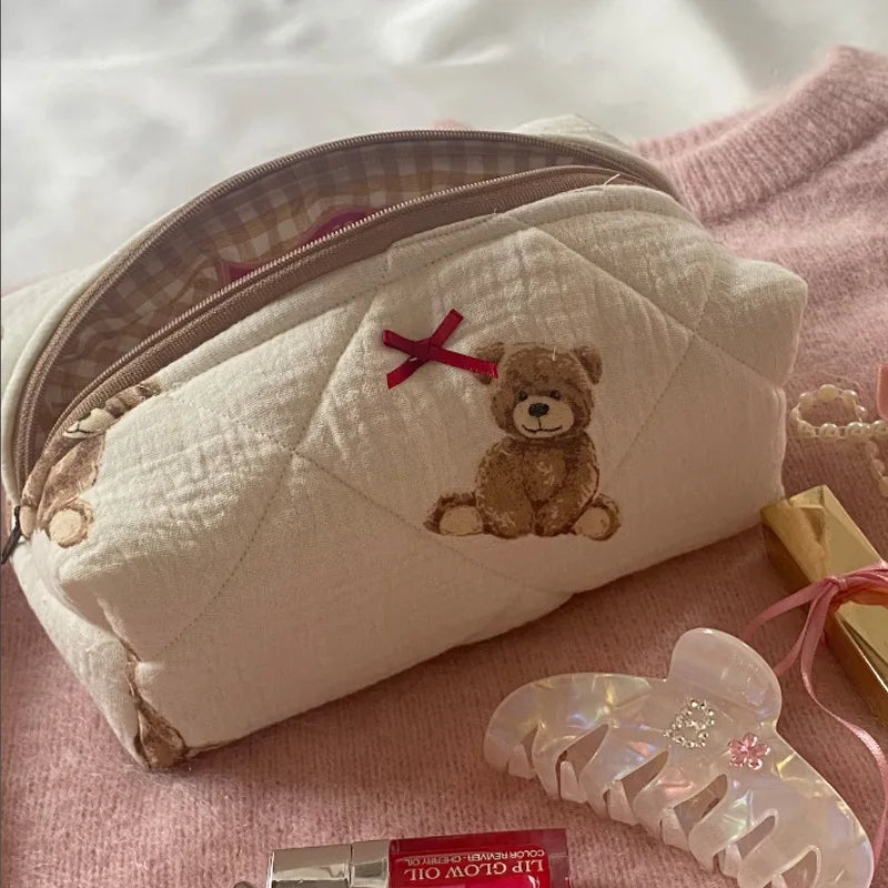 Trousse de maquillage kawaii ours – Pochette cosmétique femme douce & pratique