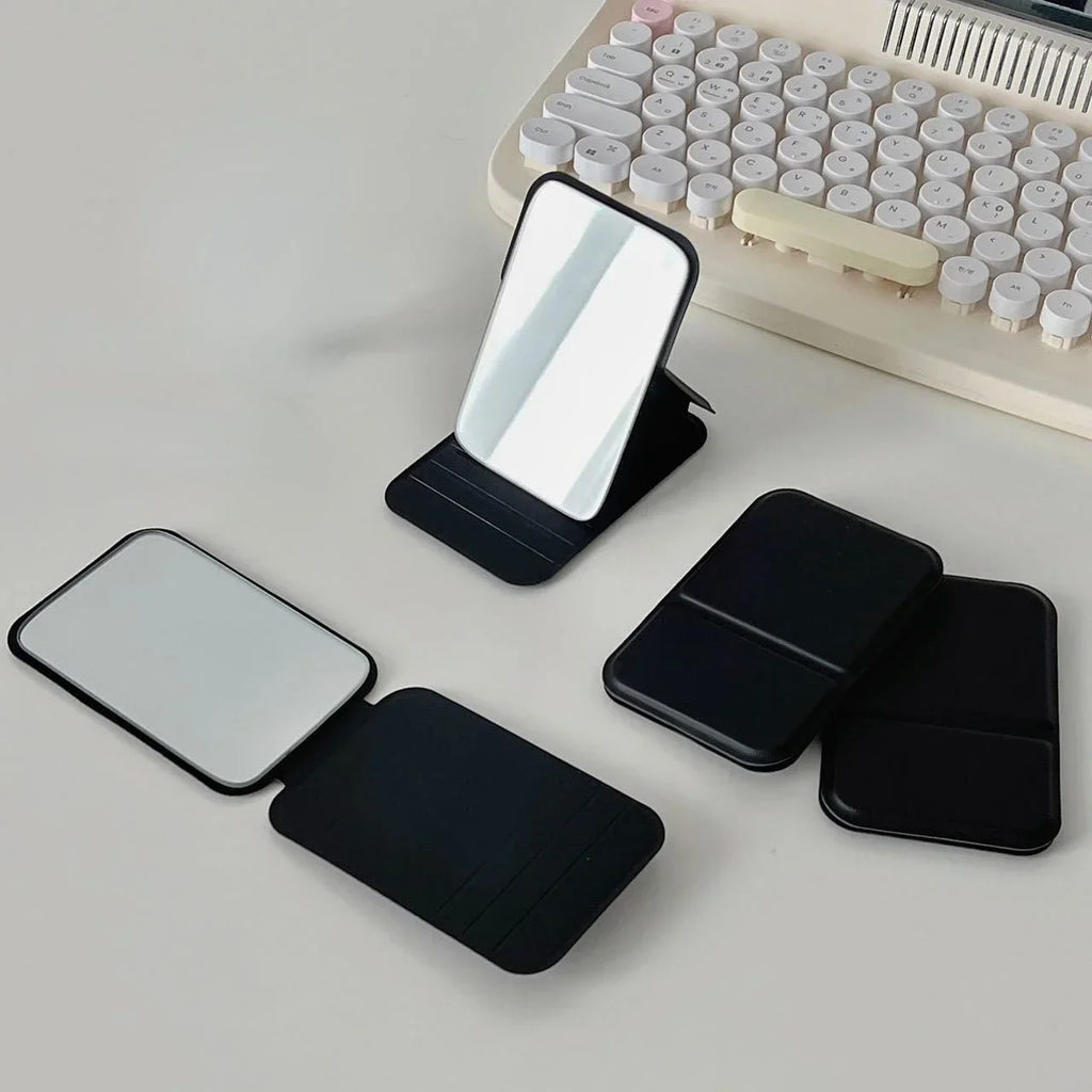 Miroir de maquillage pliable en PU – Miroir de table et de voyage compact