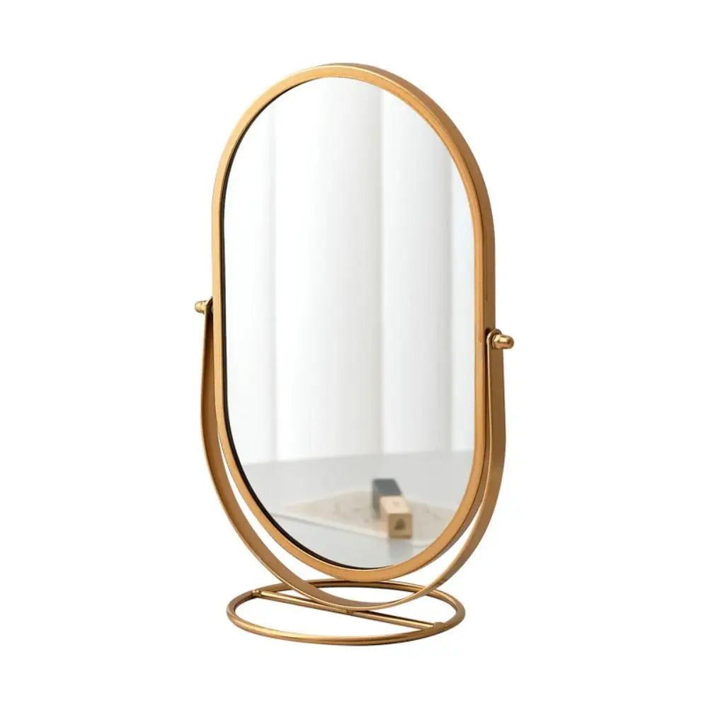 Miroir de maquillage ovale rotatif 360° – Miroir de table design en métal