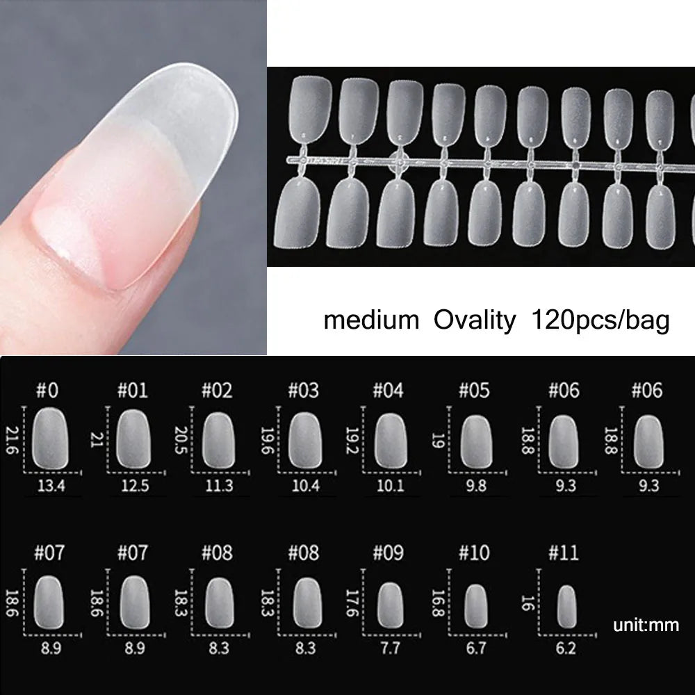 Capsules faux ongles press-on mates – Full cover, formes variées, 120 pièces