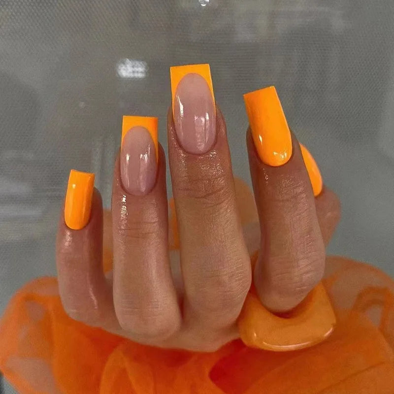 Faux ongles press-on courts carrés – Couleurs unies – 24 pièces