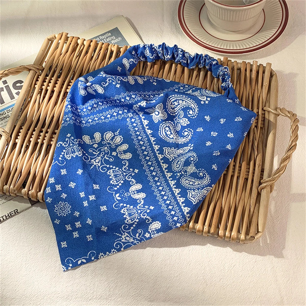 Bandeau triangle rétro style bandana – Headband tissu respirant femme