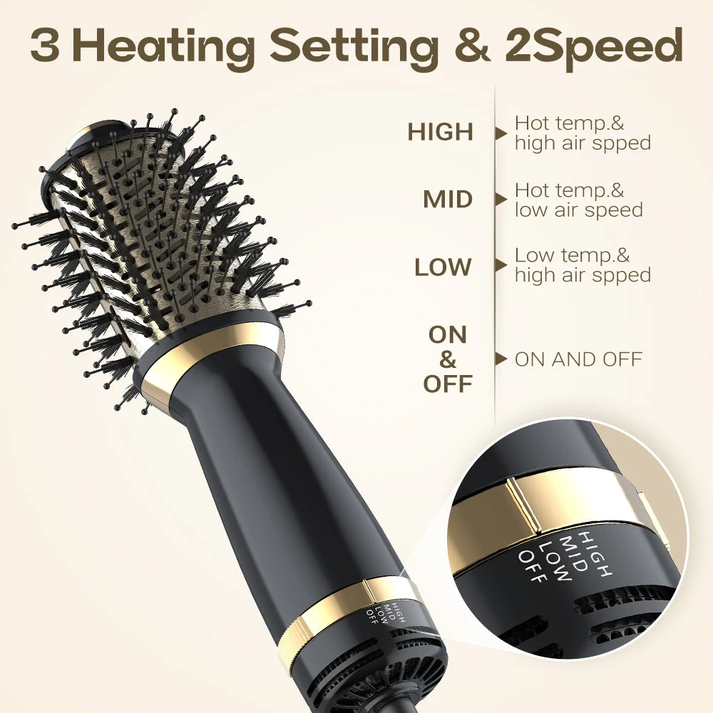 Brosse soufflante 4-en-1 ionique – Sèche-cheveux brosse ovale pour lisser, sécher et volumiser