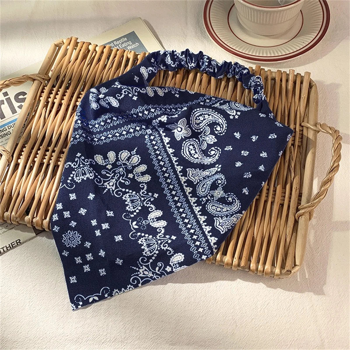 Bandeau triangle rétro style bandana – Headband tissu respirant femme