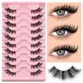 Demi-faux cils effet naturel – Bande transparente, regard allongé, style mink léger