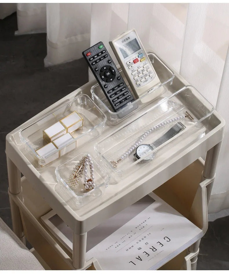Organisateurs de tiroirs modulables – Set de plateaux transparents pour maquillage et accessoires