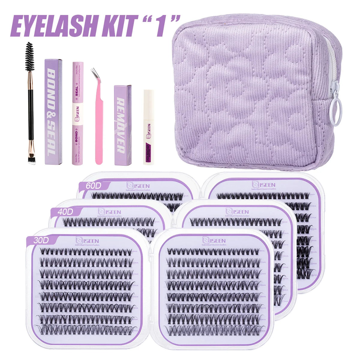 Kit extensions de cils DIY – Effet naturel 8 à 18 mm avec colle, scellant et remover
