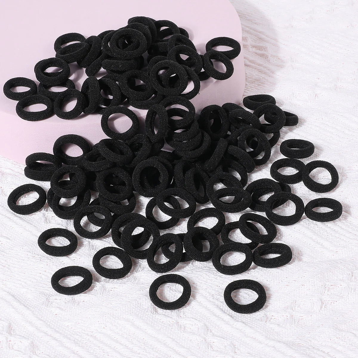 Élastiques cheveux colorés – Lot de 100 mini chouchous nylon – Attaches cheveux sans métal pour filles et enfants