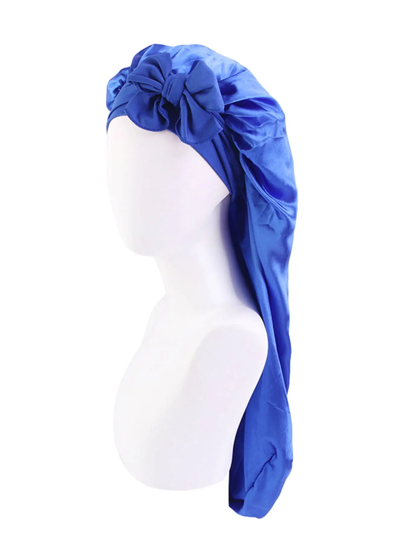 Bonnet satin long en soie – Protection cheveux bouclés, crépus & naturels (XL)