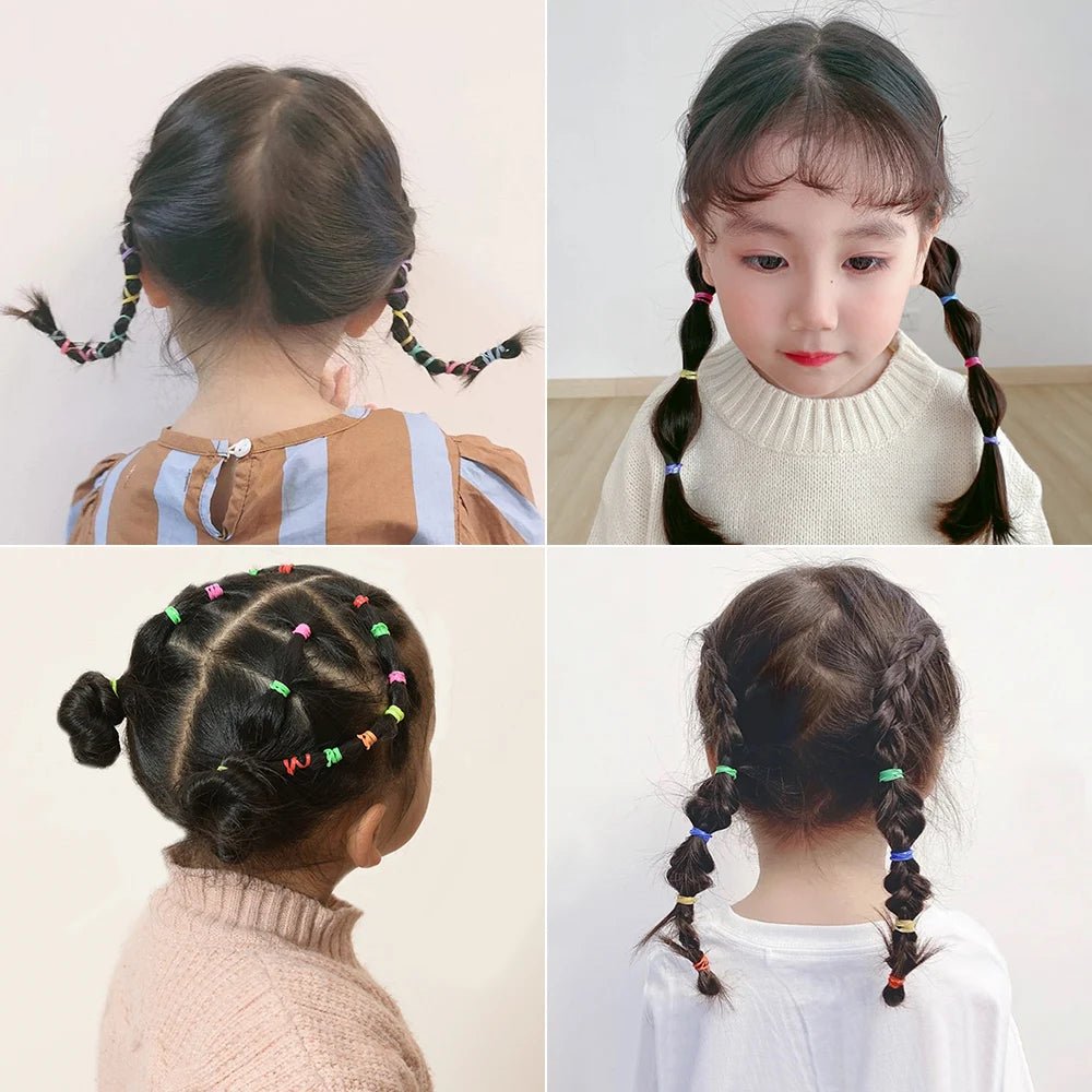 Élastiques cheveux enfant colorés – Lot de 500, 1000 ou 2000 – Mini attaches cheveux jetables en caoutchouc