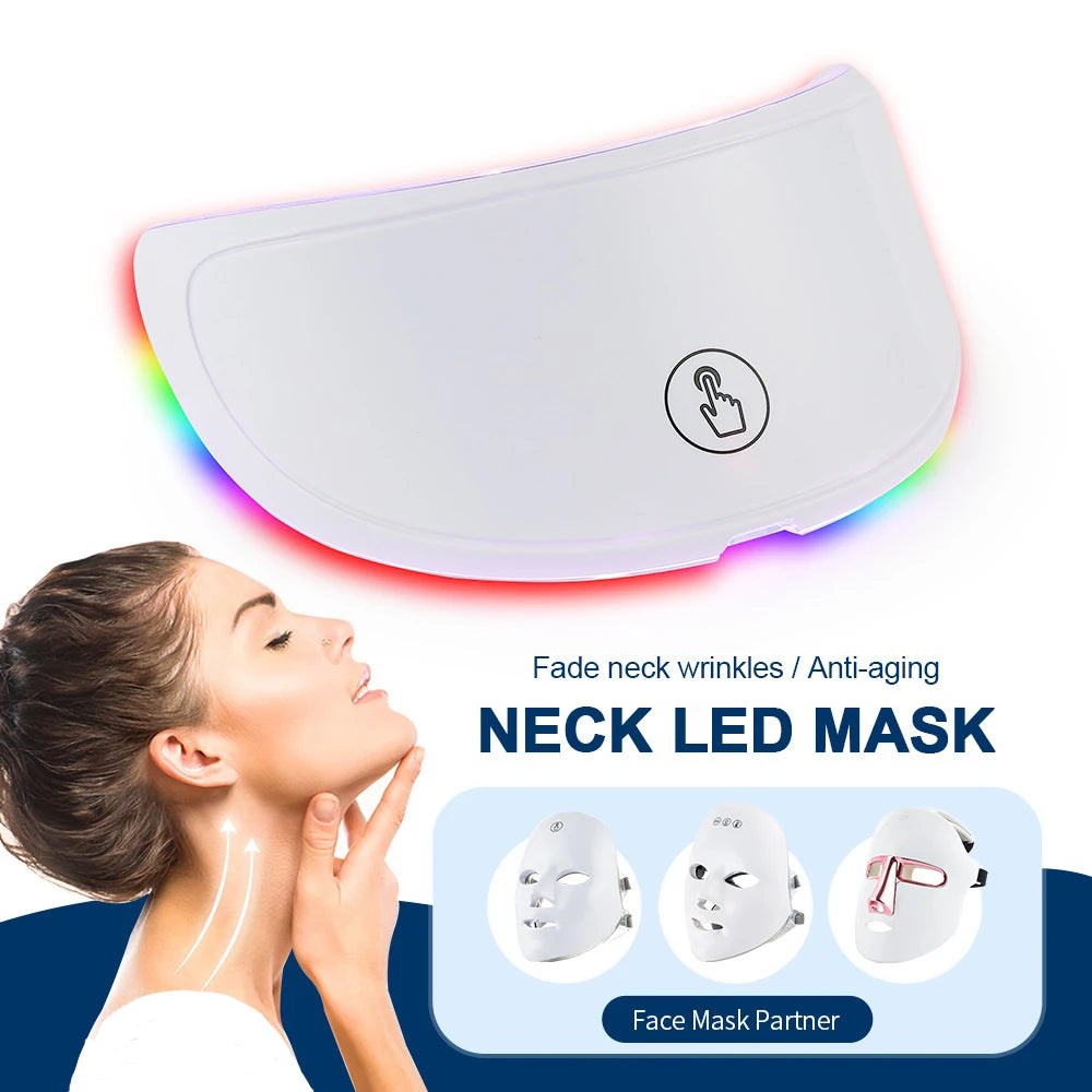 Masque LED visage & cou 7 couleurs – Appareil beauté lumineux sans fil pour soin de la peau
