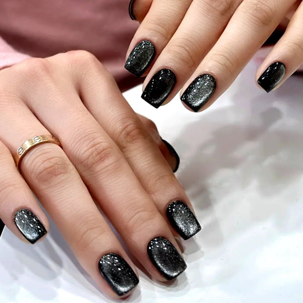 Faux ongles press-on courts carrés – Couleurs unies – 24 pièces