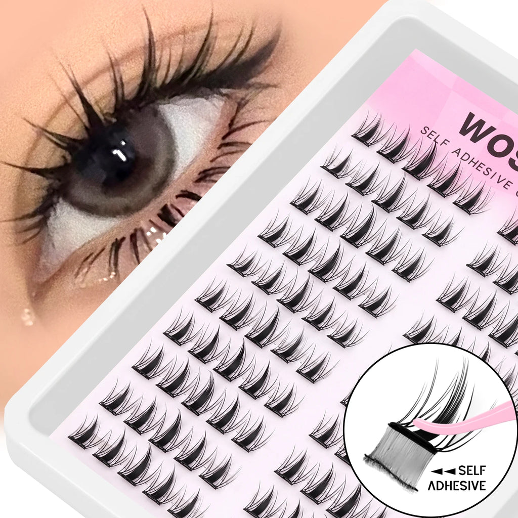 Cils auto-adhésifs WOSHEER – Clusters naturels réutilisables sans colle (DIY)