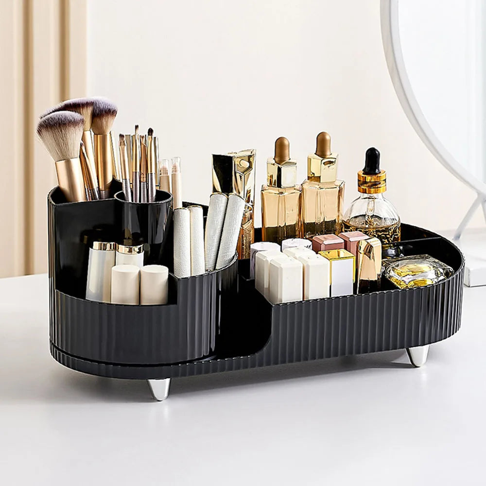 Organisateur de maquillage rotatif 360° – Support de rangement élégant pour cosmétiques et pinceaux