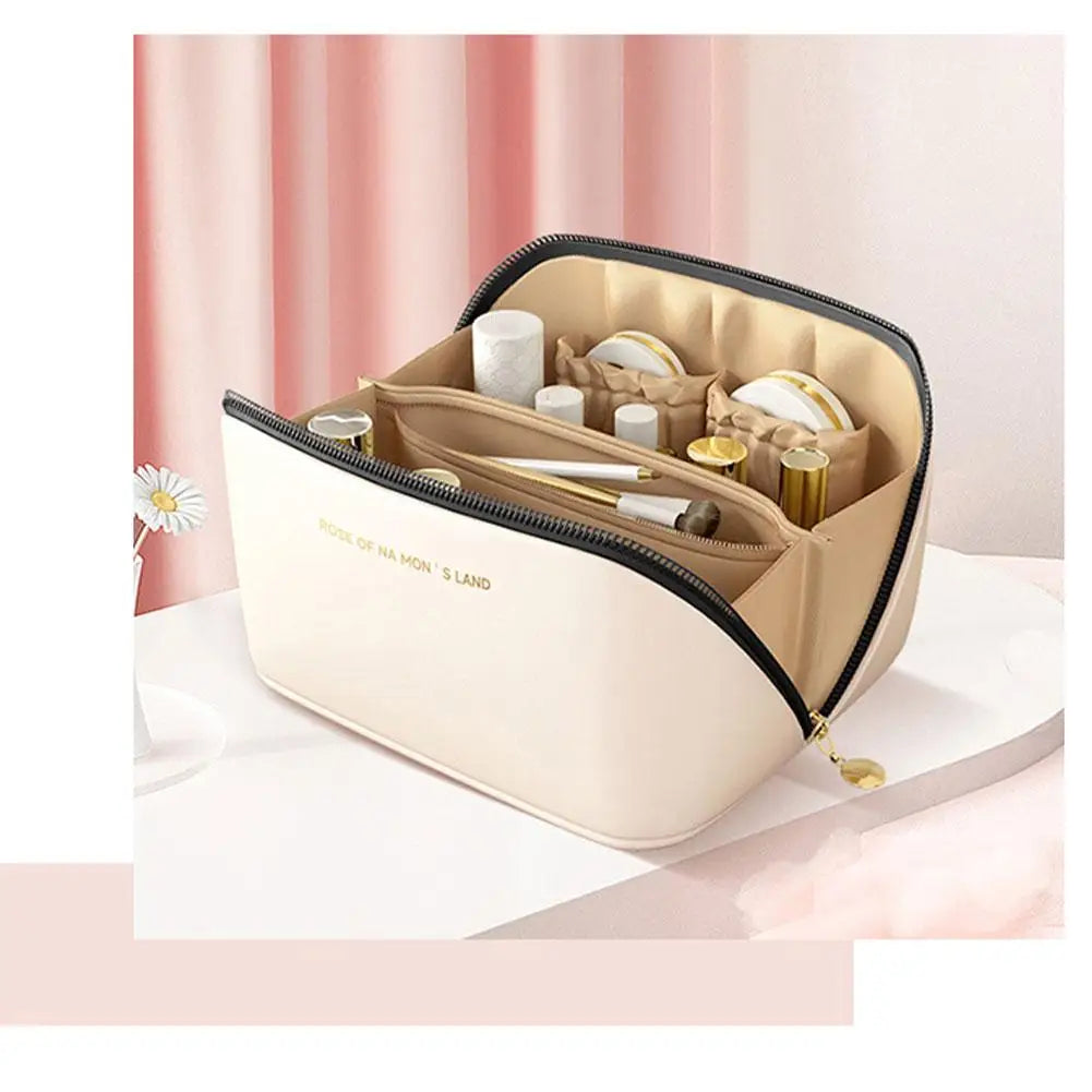 Trousse de maquillage rigide élégante – Organisateur beauté premium avec compartiments & poignée