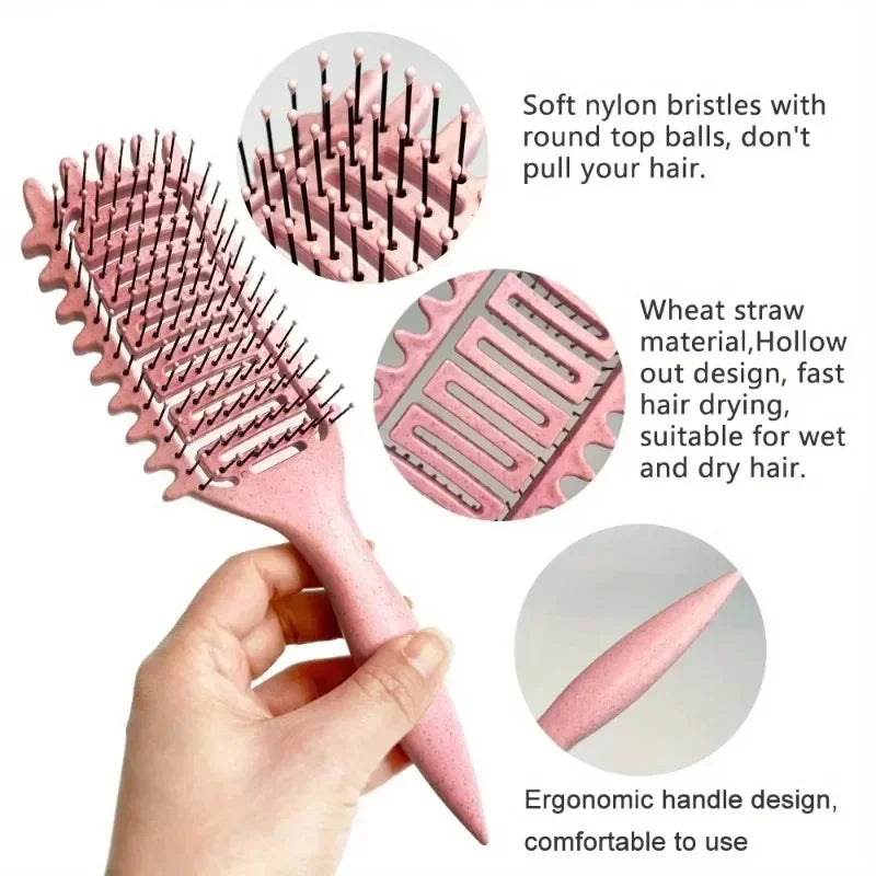Brosse définissante cheveux bouclés – Brosse ajourée démêlante pour boucles et cheveux ondulés
