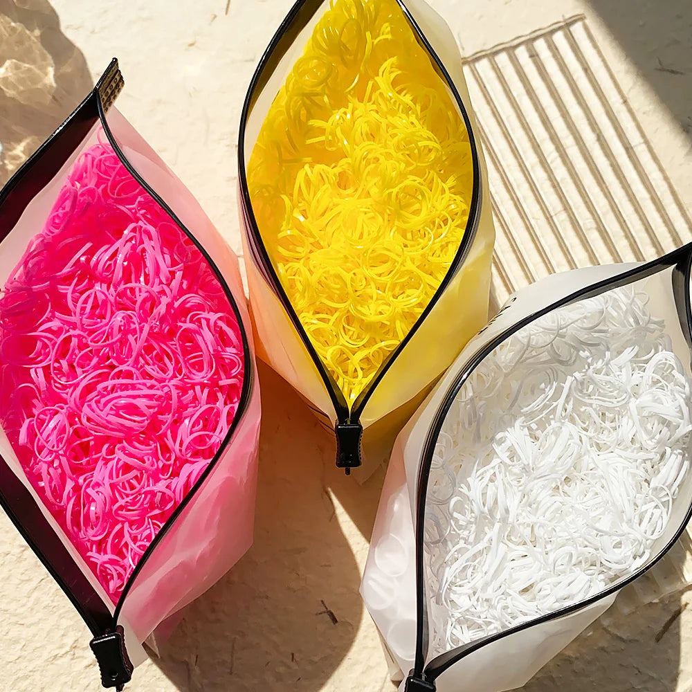 Élastiques cheveux enfant colorés – Lot de 500, 1000 ou 2000 – Mini attaches cheveux jetables en caoutchouc