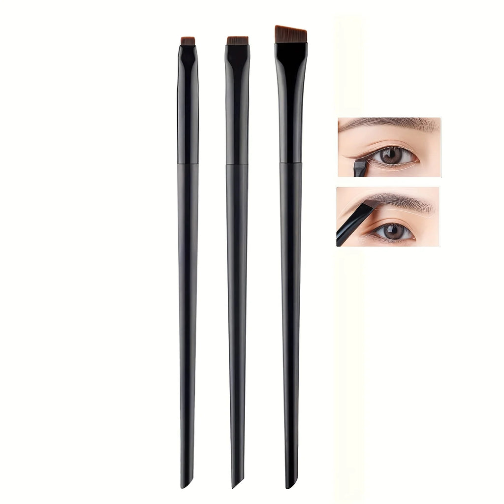Set de 3 pinceaux maquillage précision – Eyeliner & sourcils biseautés