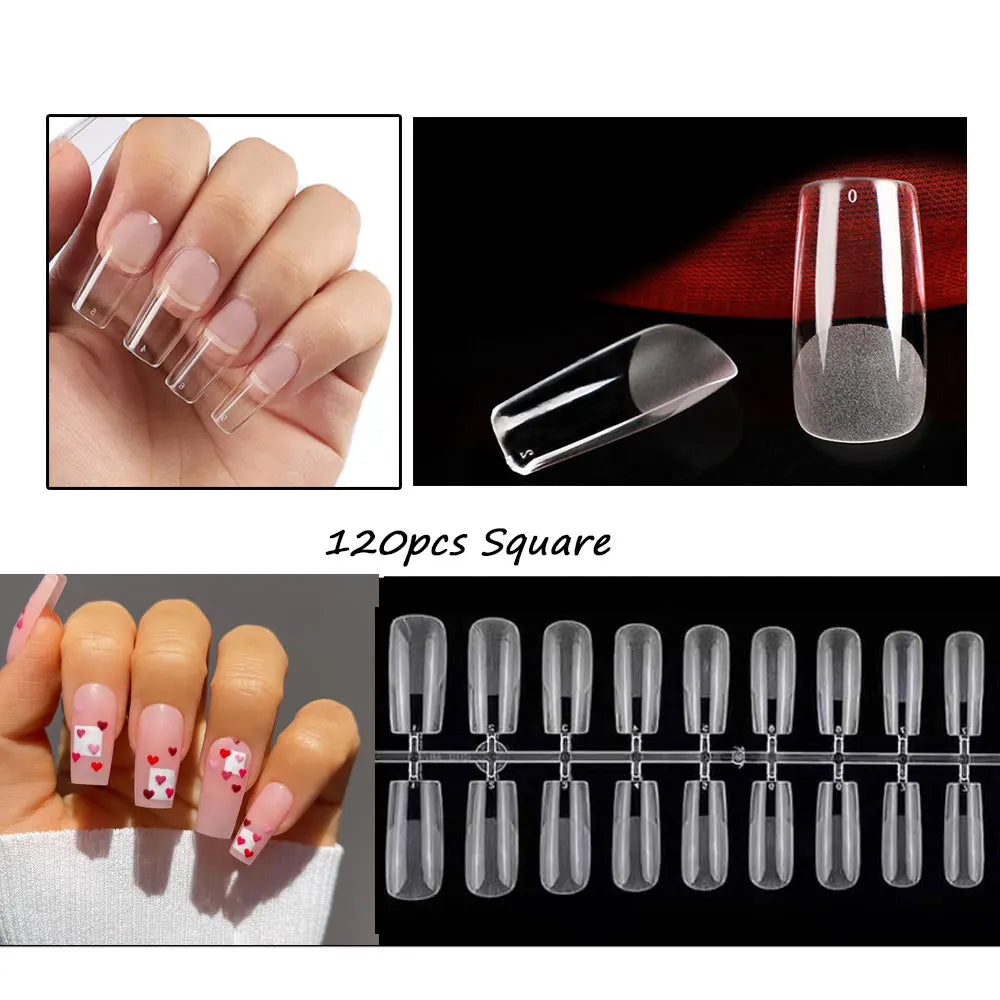 Capsules faux ongles press-on mates – Full cover, formes variées, 120 pièces