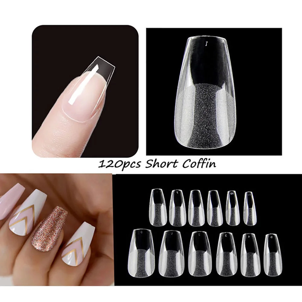 Capsules faux ongles press-on mates – Full cover, formes variées, 120 pièces