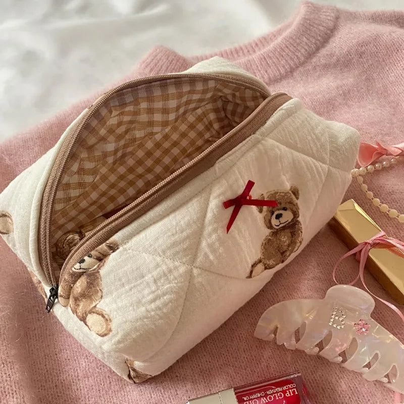 Trousse de maquillage kawaii ours – Pochette cosmétique femme douce & pratique