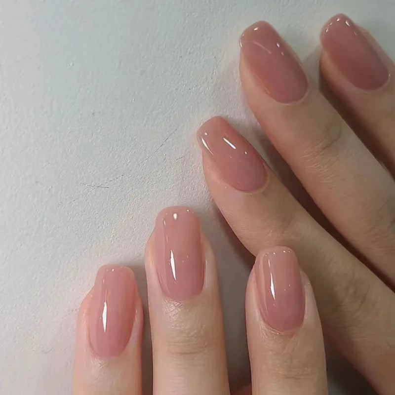 Faux ongles press-on courts carrés – Couleurs unies – 24 pièces