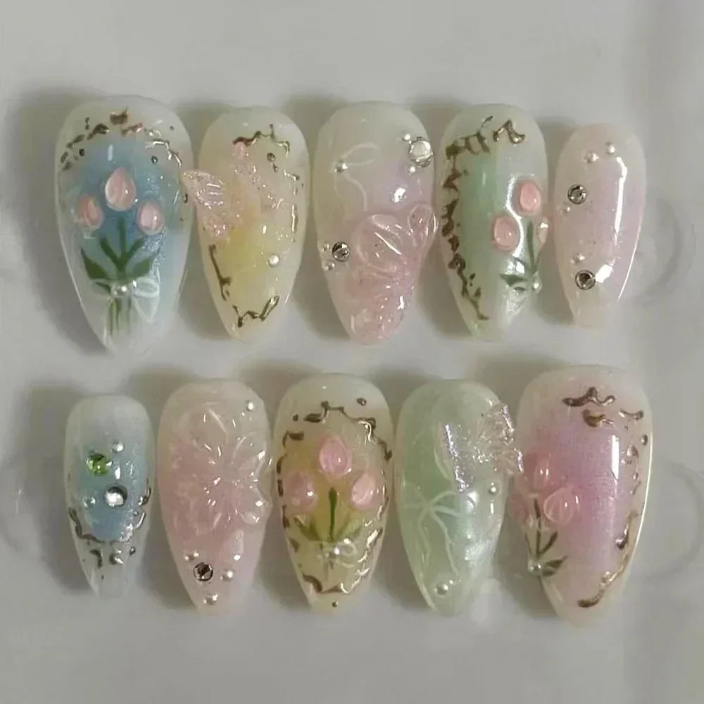 24 Faux ongles press-on design – Capsules ongulaires élégantes, plusieurs formes et styles