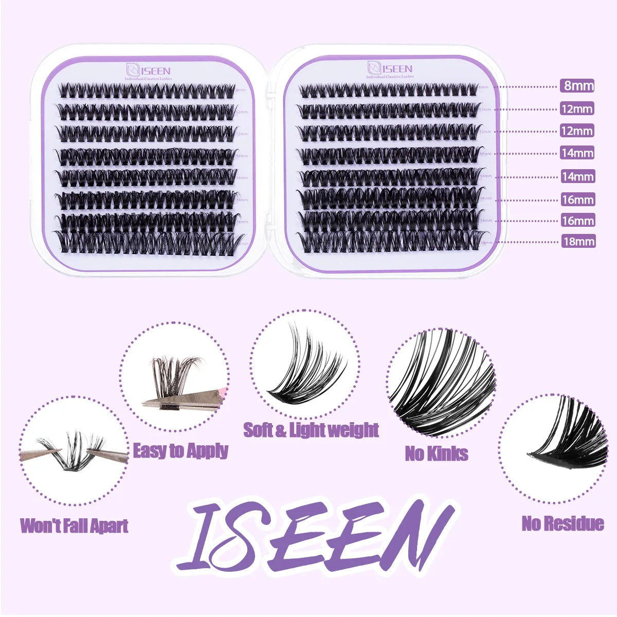 Kit extensions de cils DIY – Effet naturel 8 à 18 mm avec colle, scellant et remover