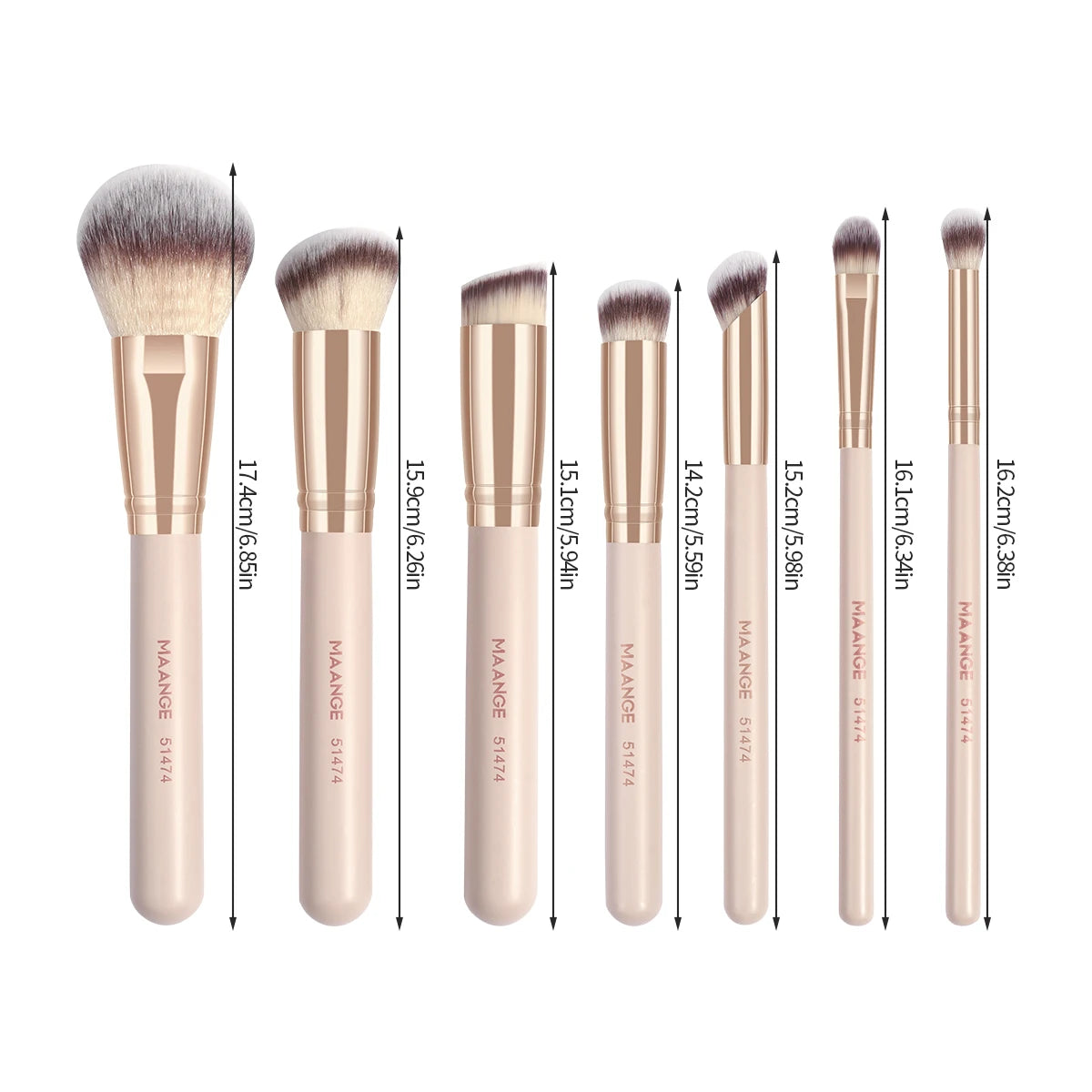 Set de 7 pinceaux maquillage MAANGE – Fond de teint, poudre, blush & correcteur