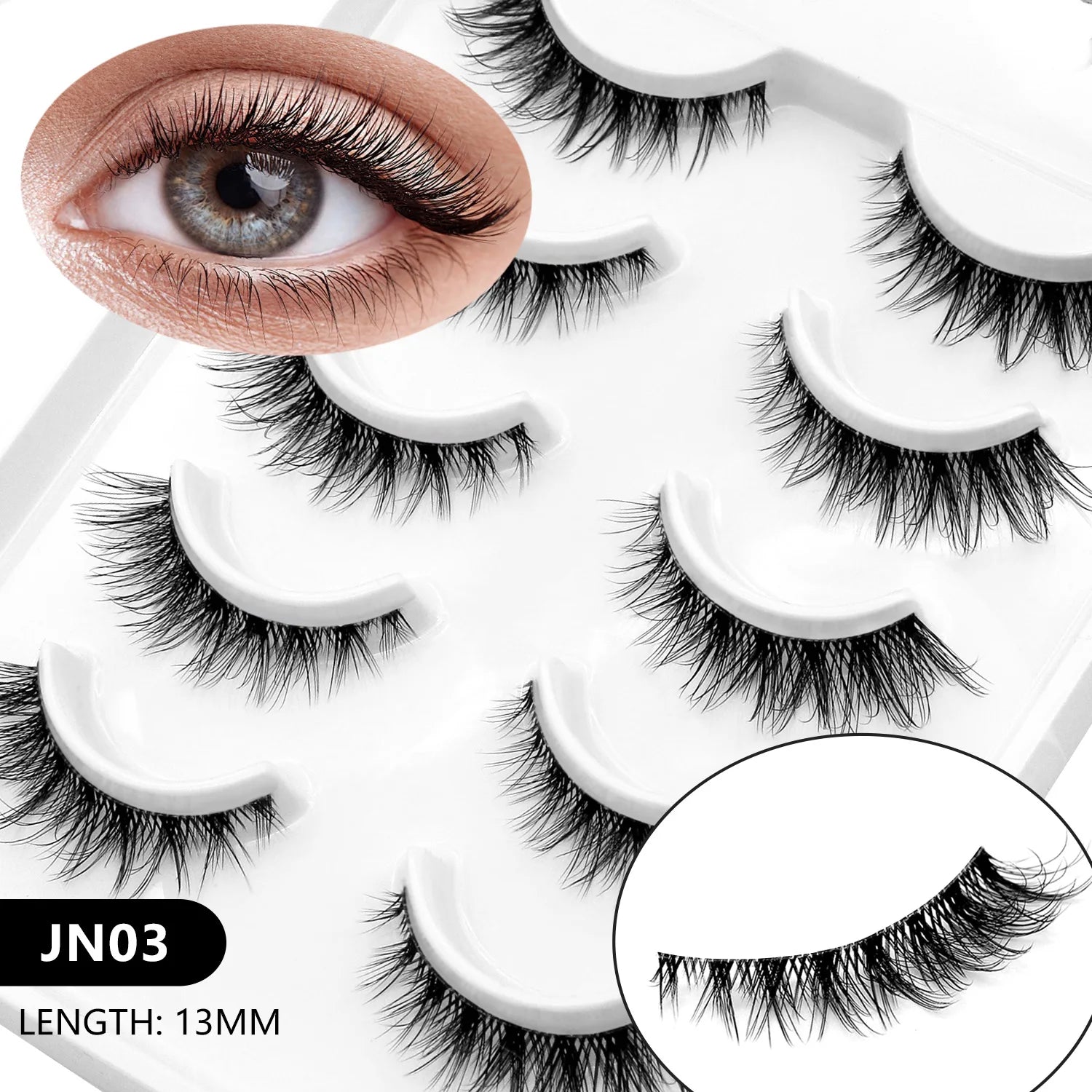 Faux cils 3D effet volume – Bande transparente, style œil de chat, regard intense