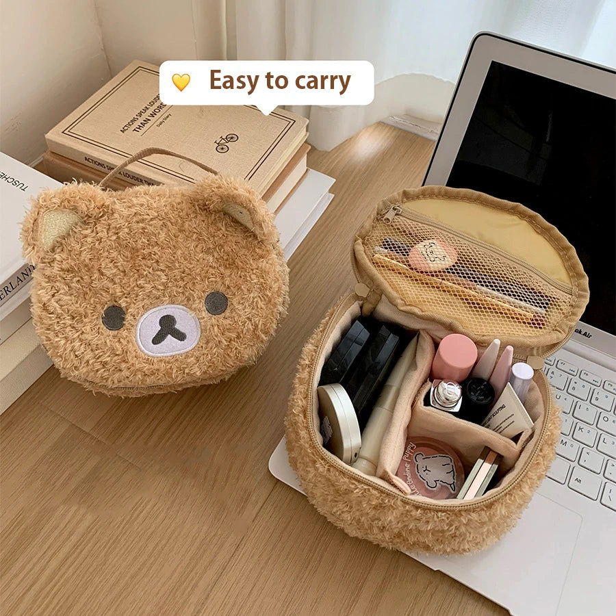 Trousse maquillage peluche ourson – Pochette cosmétique kawaii douce & compacte