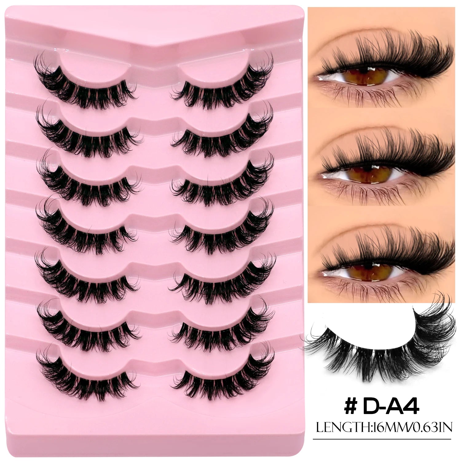 Faux cils 3D effet volume – Bande transparente, style œil de chat, regard intense