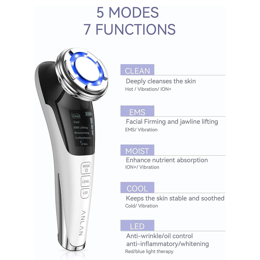 Appareil massage visage EMS & LED – Lifting, chaud/froid et soin raffermissant