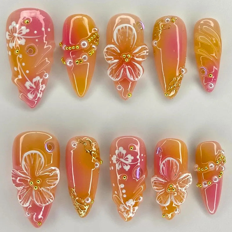 Faux ongles press-on 3D design – Capsules ongulaires effet relief, plusieurs styles