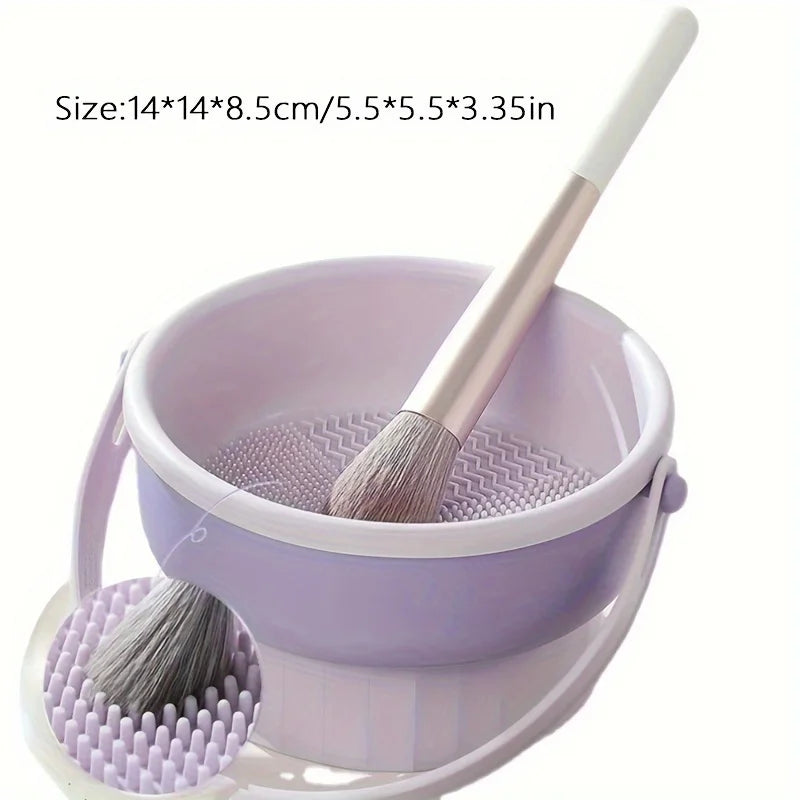 Bol nettoyeur pinceaux maquillage en silicone 3-en-1 – Lavage, séchage et rangement pinceaux & éponges