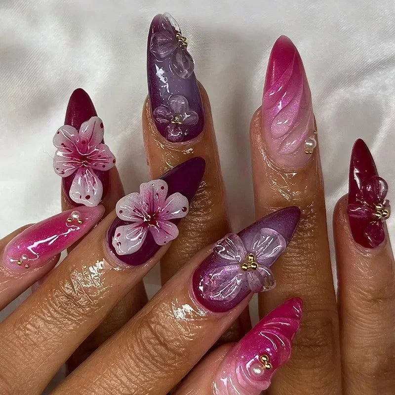 24 Faux ongles press-on design – Capsules ongulaires élégantes, plusieurs formes et styles