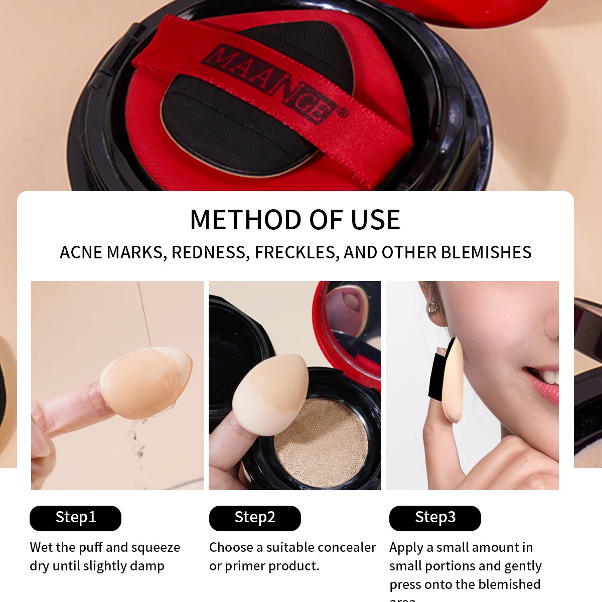 Set pinceaux maquillage MAANGE avec houppettes – Fond de teint, Contour & Poudre