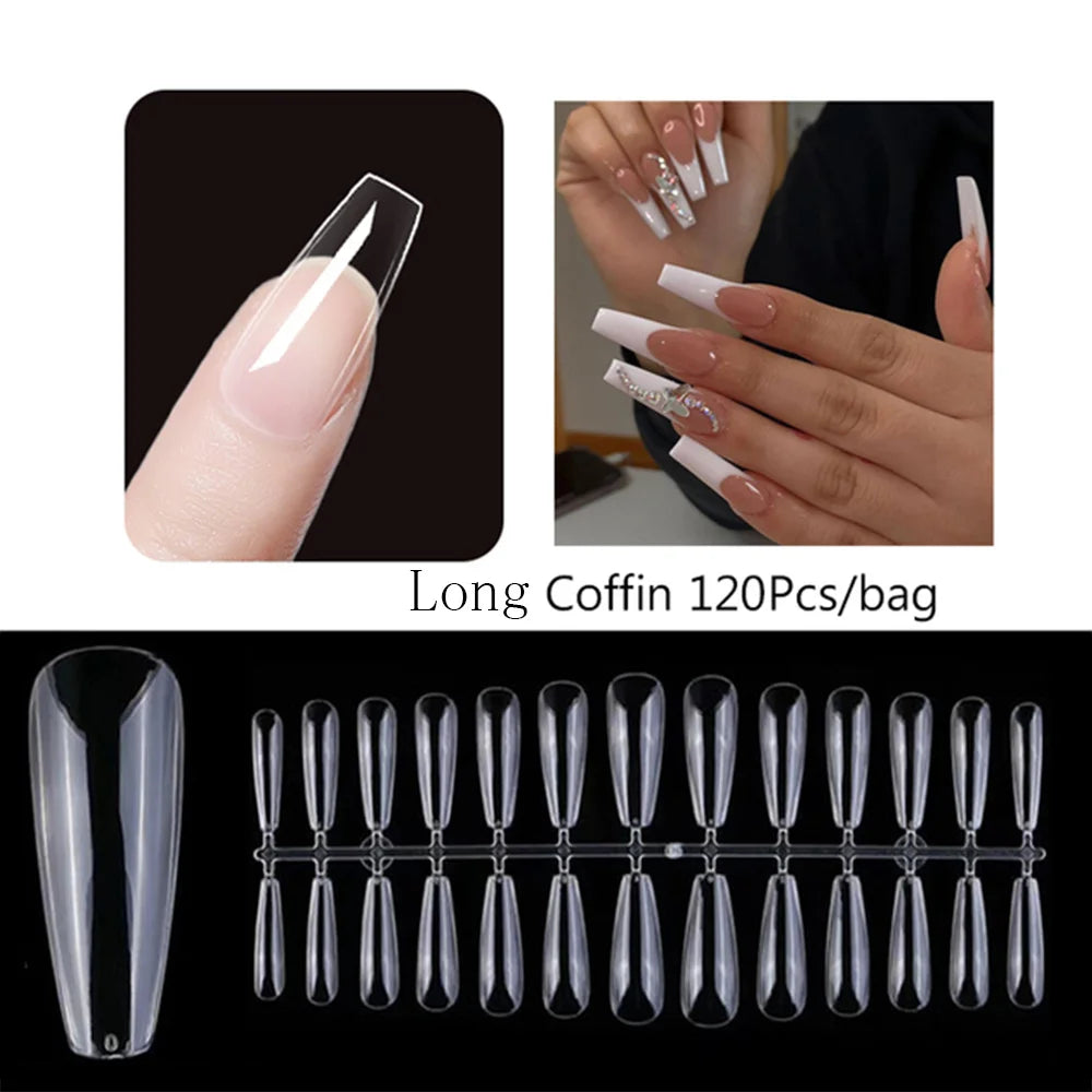 Capsules faux ongles press-on mates – Full cover, formes variées, 120 pièces