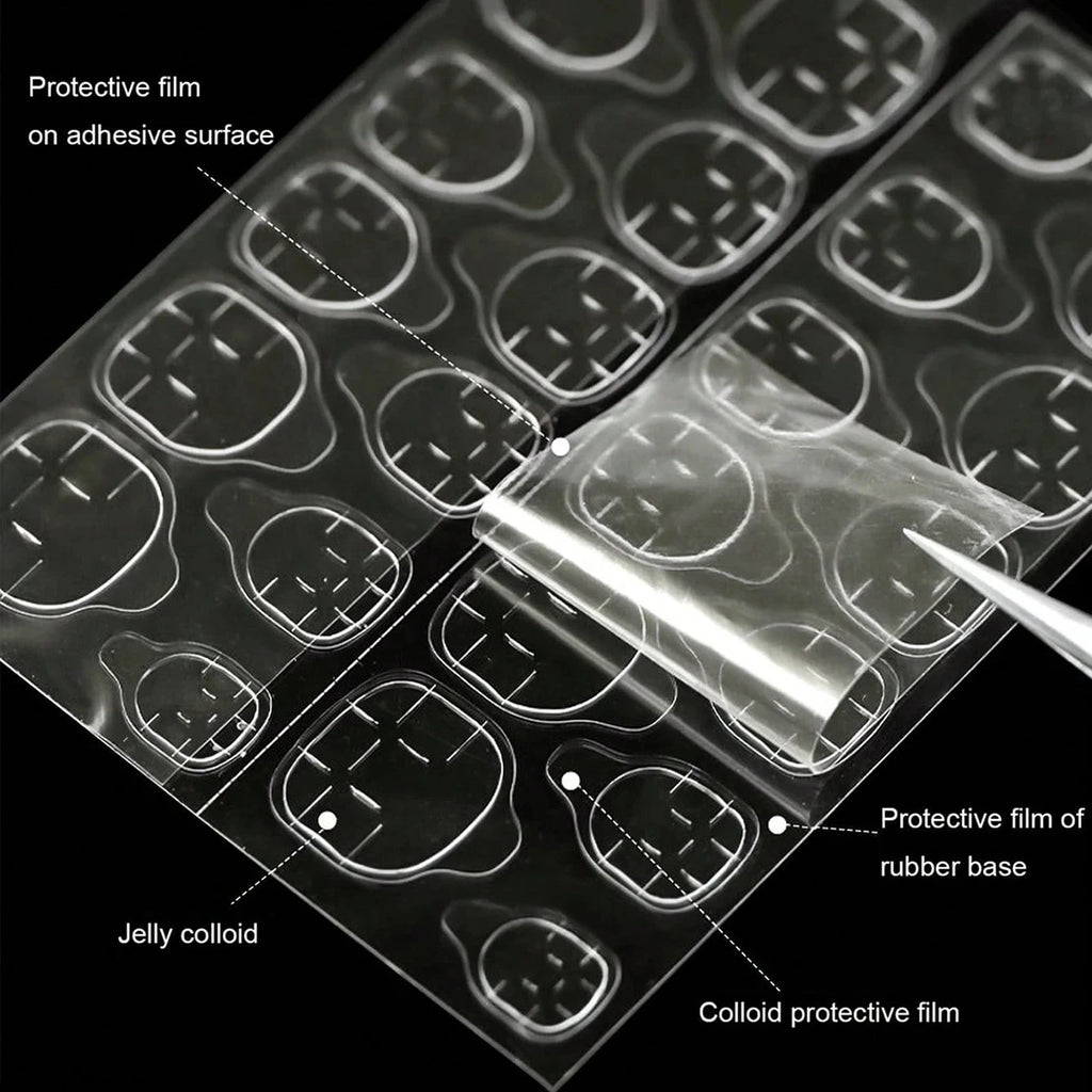 Pastilles adhésives double face pour faux ongles – Colle gel transparente réutilisable