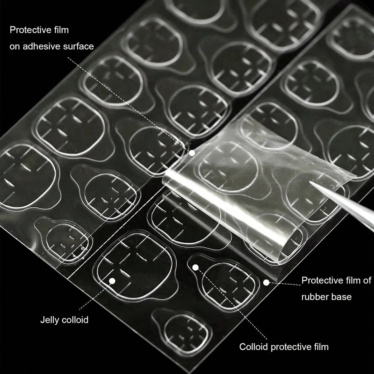 Pastilles adhésives double face pour faux ongles – Colle gel transparente réutilisable