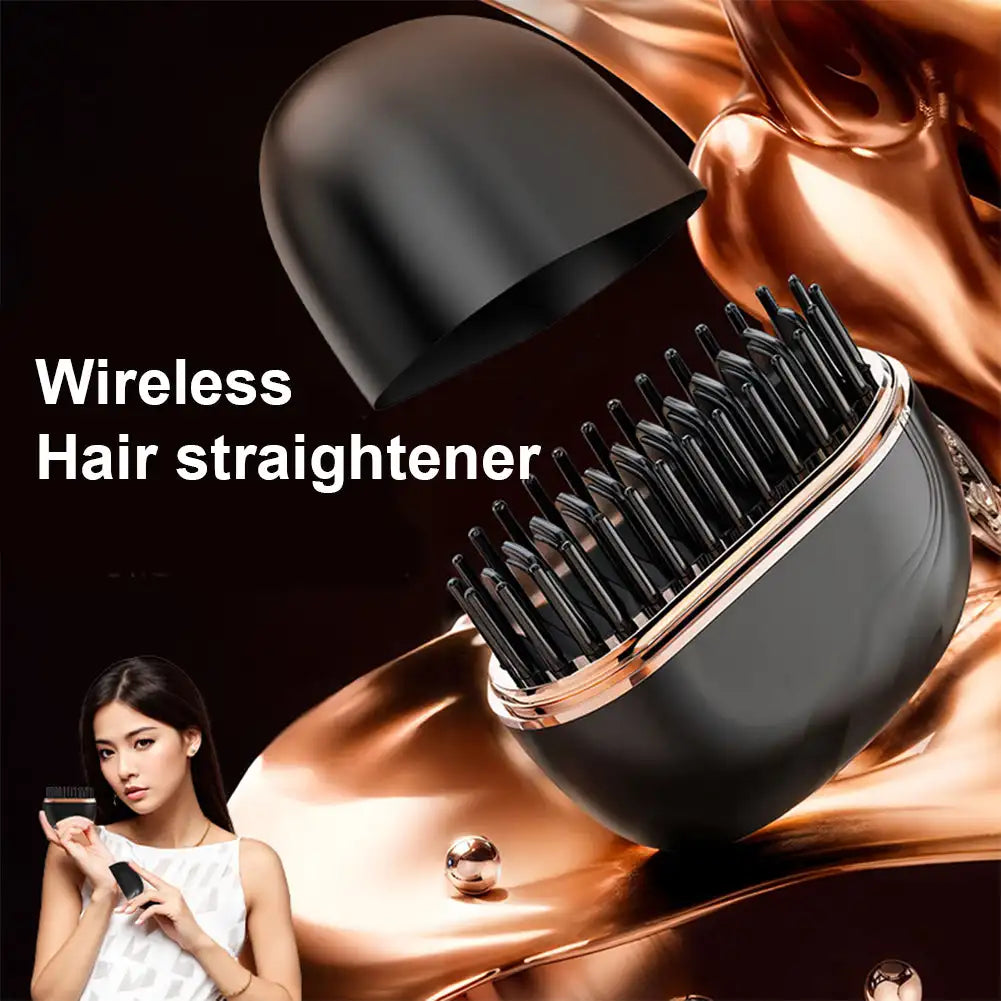 Brosse lissante chauffante sans fil – Mini lisseur portable ionique, 3 températures