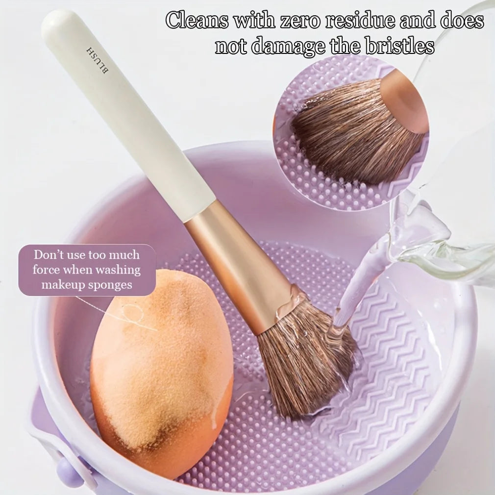Bol nettoyeur pinceaux maquillage en silicone 3-en-1 – Lavage, séchage et rangement pinceaux & éponges