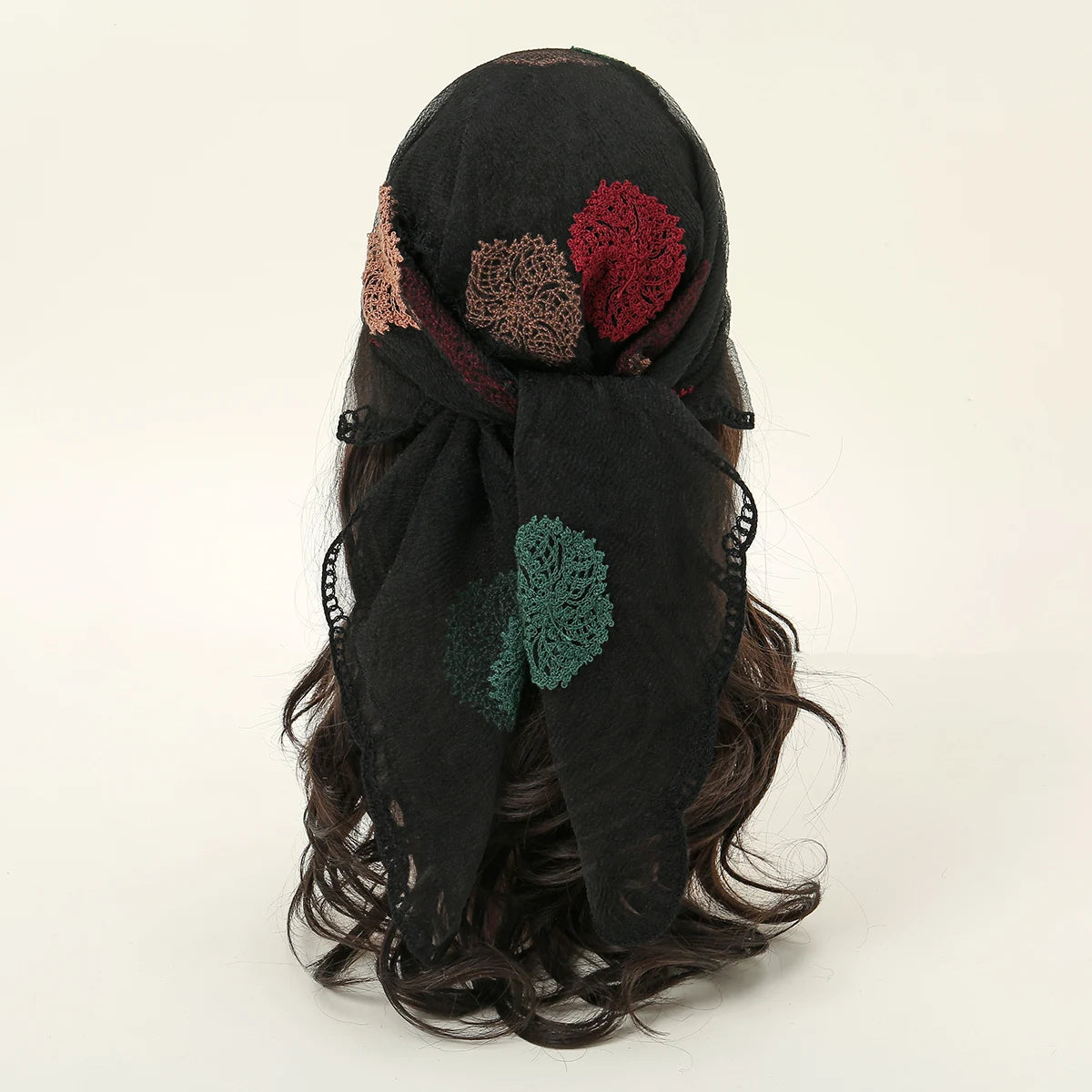 Foulard bandana carré en dentelle paisley – Écharpe légère et élégante femme