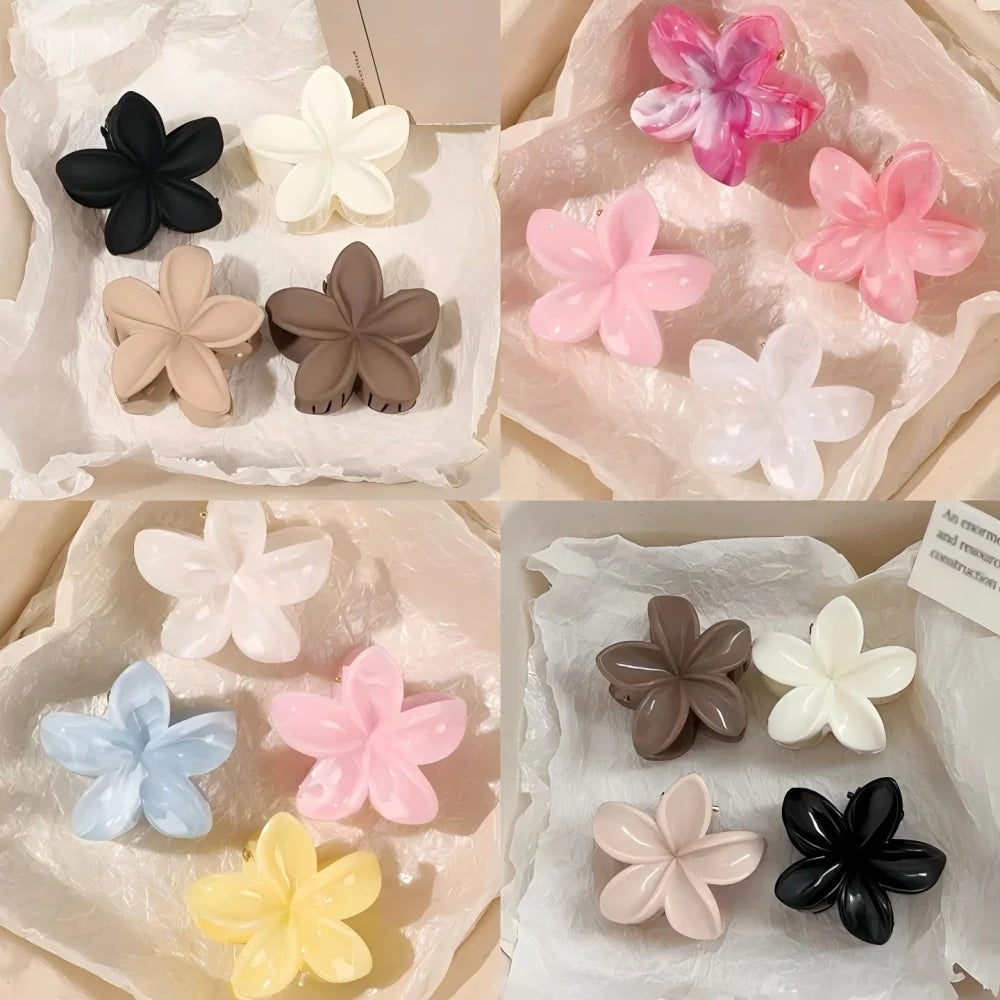Lot de 4 pinces crabes fleurs multicolores – Accessoires cheveux antidérapants femme & fille