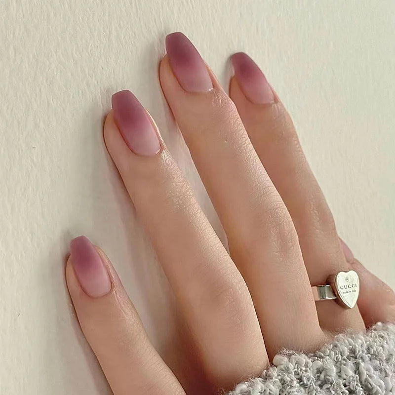 Faux ongles press-on courts carrés – Couleurs unies – 24 pièces